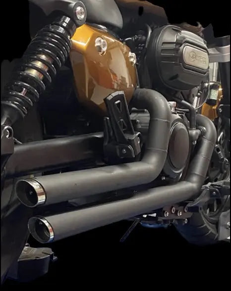 DOUBLE ÉCHAPPEMENT NOIR - EMBOUTS CHROME BENDA AVENGERS 125cc & 300cc AR Motorsport